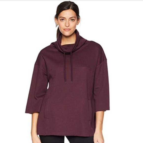 UGG Astrid Fleece Funnel Neck Poncho In Port Heather Burgundy XS/S